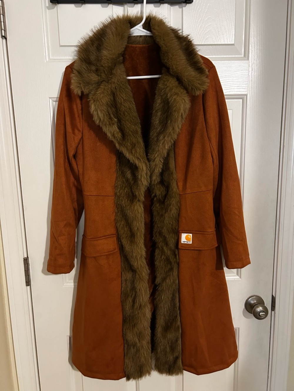 NWOT Women's Rust Brown Faux-Fur Collar Coat
